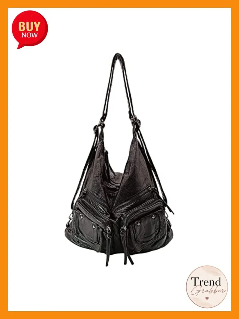 Large Hobo Bag with Adjustable Strap, PU Leather, Multi-Pocket Tote Crossbody